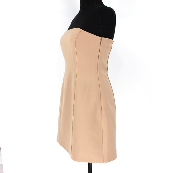 SIR The Label Adrien Bandeau Strapless A-Line Mini Dress X-Small Tan Fit & Flare - Picture 4 of 7